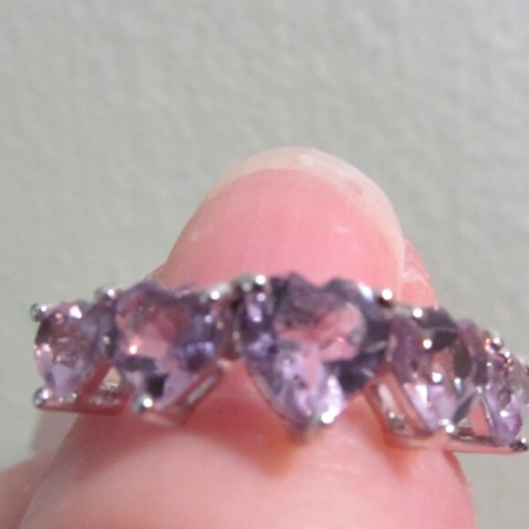 Heart Shaped Brazilian Amethyst Sterling Silver ring Size 6 New in Pkg - Picture 14 of 16